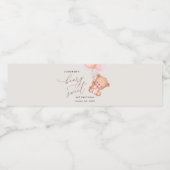 Baby Beer, roze ballonnen, eerste verjaardag Waterfles Etiket (Enkel label)