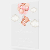 Baby Beer, roze ballonnen, eerste verjaardag welko Acryl Bord (Hoek)