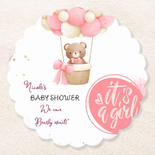 Baby Beer Roze Gouden Heet Lucht Ballon Baby Showe Kartonnen Onderzetters