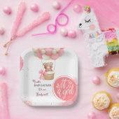 Baby Beer Roze Gouden Hete Luchtballon Baby shower Papieren Bordje (Feest)