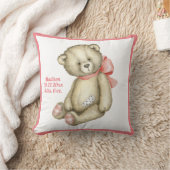 Baby Beer Roze lint Waterverf Baby Girl Kussen (Deken)