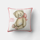 Baby Beer Roze lint Waterverf Baby Girl Kussen (Achterkant)
