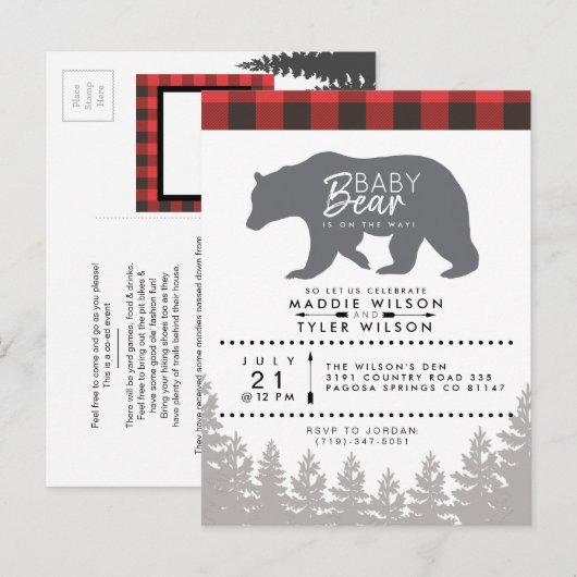 Baby Beer | Rustisch Baby shower | Lumberjack Uitnodiging Briefkaart (Voorkant / Achterkant)
