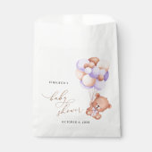 Baby Beer, Schattige Beer, Paarse ballonnen, Baby  Bedankzakje (Voorkant)