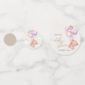 Baby Beer, Schattige Beer, Paarse ballonnen, Baby  Confetti (Achterkanten)