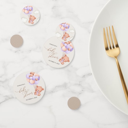 Baby Beer, Schattige Beer, Paarse ballonnen, Baby  Confetti (Groep)