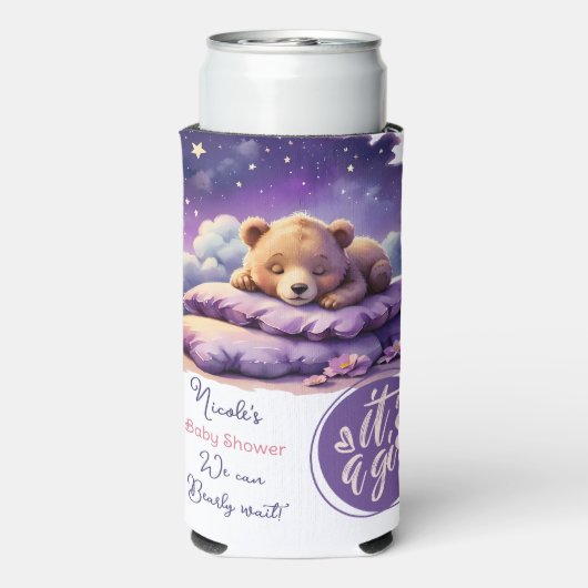 Baby Beer Slapen Paarse Galaxy Meisje Baby shower Seltzer Blikjeskoeler (Seltzer Achterkant)