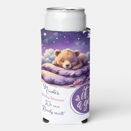 Baby Beer Slapen Paarse Galaxy Meisje Baby shower Seltzer Blikjeskoeler (Seltzer Voorkant)