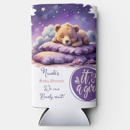 Baby Beer Slapen Paarse Galaxy Meisje Baby shower Seltzer Blikjeskoeler (Voorkant)