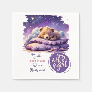 Baby Beer Slapen Paarse Galaxy Meisje Baby shower Servet