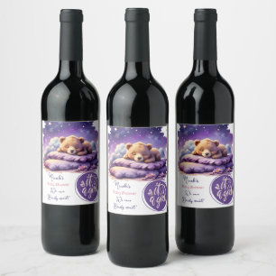 Baby Beer Slapen Paarse Galaxy Meisje Baby shower Wijn Etiket