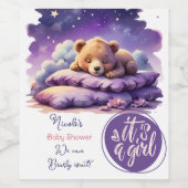 Baby Beer Slapen Paarse Galaxy Meisje Baby shower Wijn Etiket (Enkel label)