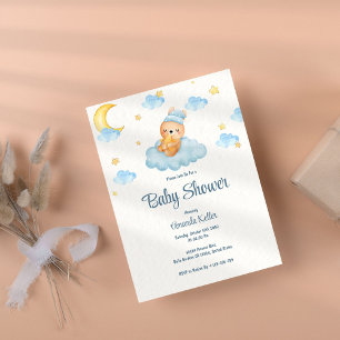 Baby Beer Sleep Star Blue Cloud Baby shower Kaart