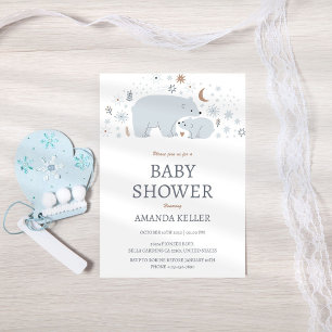 Baby Beer Sneeuw Schattige Baby shower Kaart