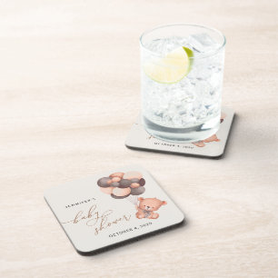 Baby Beer, teddybeer, bruine ballonnen, Baby showe Bier Onderzetter