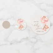 Baby Beer, teddybeer, roze ballonnen, Baby shower Confetti (Voorkanten)