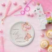Baby Beer, teddybeer, roze ballonnen, Baby shower Papieren Bordje (Feest)
