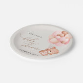 Baby Beer, teddybeer, roze ballonnen, Baby shower Papieren Bordje (Gekanteld)