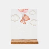 Baby Beer, teddybeer, roze ballonnen, Momosa Bar Acryl Bord (Voorkant)