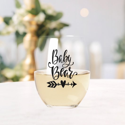 Baby Beer Tribal Calligrafie gepersonaliseerd Wijnglas Zonder Voet (Insitu (Huwelijk))