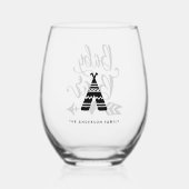 Baby Beer Tribal Calligrafie gepersonaliseerd Wijnglas Zonder Voet (Achterkant)