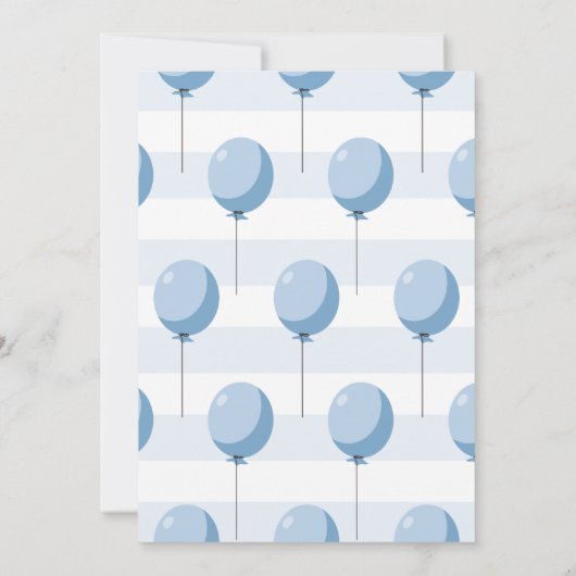 Baby Beer Verjaardagsuitnodiging met blauwe ballon Kaart (Achterkant)