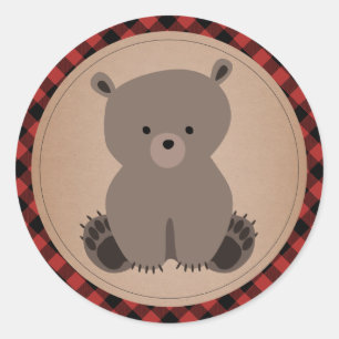 Baby Beer welp geruite Baby shower Ronde Sticker