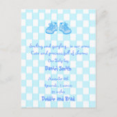 baby bekendmaking briefkaart - blauw (Voorkant)