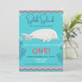 Baby Beluga 1e Verjaardag Uitnodiging (Staand voorkant)