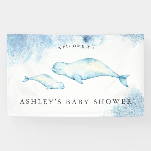 Baby Beluga | Ocean Baby shower Welcome Banner (Horizontaal)