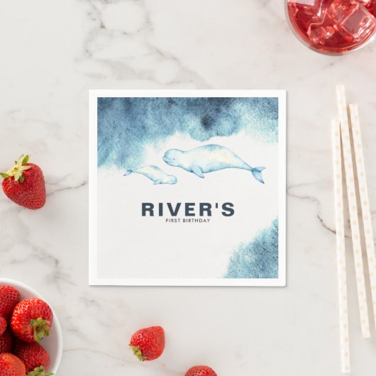 Baby Beluga | Ocean Birthday Servet (Insitu)