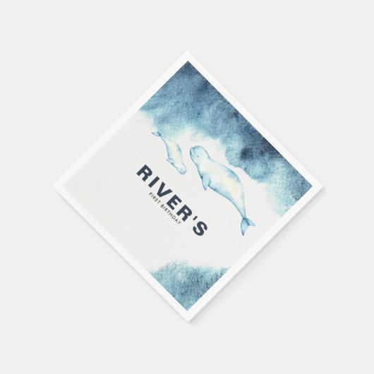 Baby Beluga | Ocean Birthday Servet (Hoek)