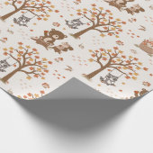 Baby Beren Eekhoorns Baby shower Cadeaupapier (Hoek)