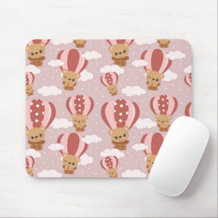 Baby Beren in Roze Hete Luchtballonnen Mousepad Muismat