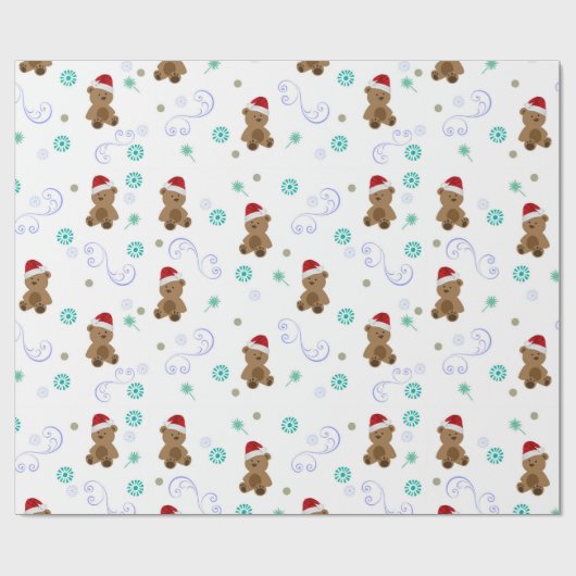 Baby Beren Kerst Cadeaupapier (Vlak)