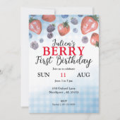 Baby Berry Eerste Verjaardagsfeestuitnodiging Save The Date (Voorkant)