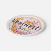 Baby besprenkelt roze moderne donut douche papieren bordje (Gekanteld)