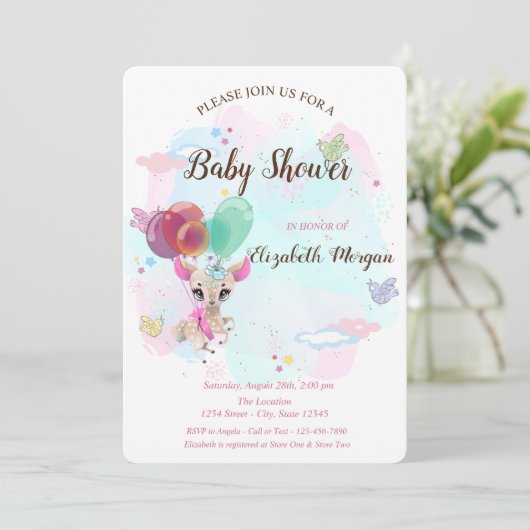 Baby Beste ballonnen, Watercol Splash Baby shower Kaart (Staand voorkant)