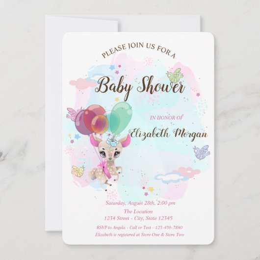 Baby Beste ballonnen, Watercol Splash Baby shower Kaart (Voorkant)