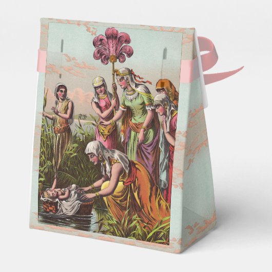 Baby beweegt zich in een mand bedankdoosjes (Achterkant)