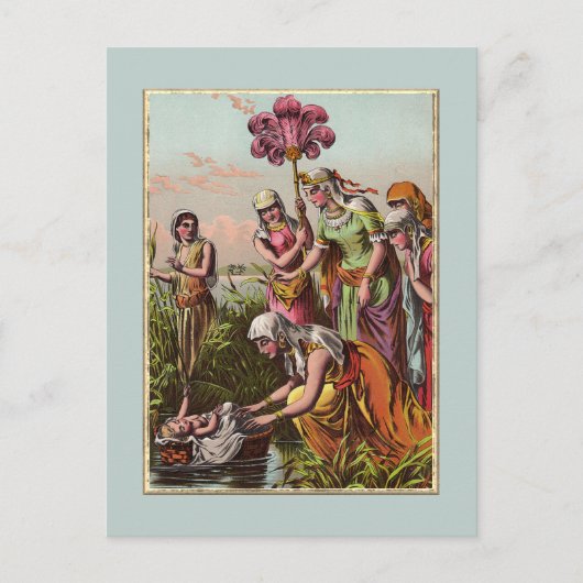 Baby beweegt zich in een mand briefkaart (Voorkant)