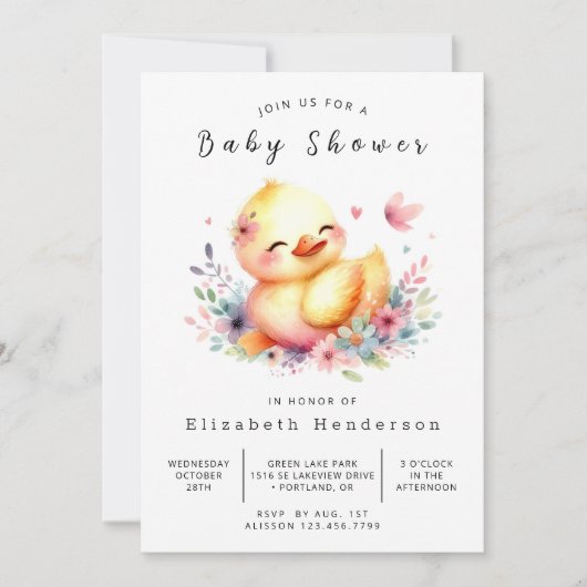 Baby bewerkbaar eendenBaby shower Kaart (Voorkant)