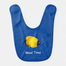 Baby Bib Yellow Blue Fish met aangepaste tekst