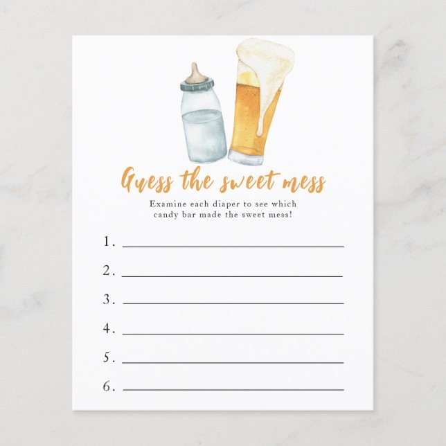 Baby bier baby shower Raad de zoete troep spel (Voorkant)