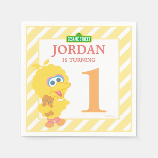 Baby Big Bird Birthday Paper Napkins Servetten (Voorkant)
