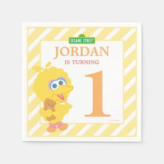 Baby Big Bird Birthday Paper Napkins Servetten (Voorkant)