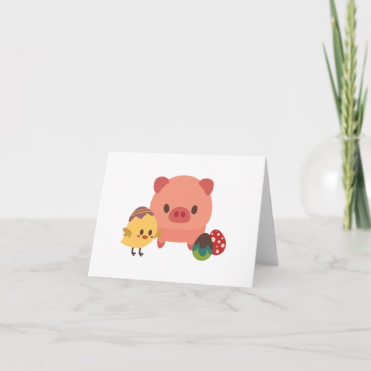 Baby Biggetje en Chick (Chicken) GEPERSONALISEERDE Kaart (Voorkant)