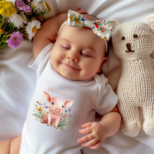 Baby Biggetje Wilde Bloemen Boerderij Baby Naam T- Romper