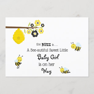 *~* Baby Bije Baby Girl Cute Shower Invitation Kaart