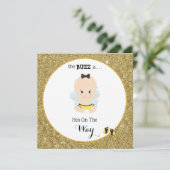 *~* Baby Bijen Glitter Baby Shower Uitnodiging (Staand voorkant)